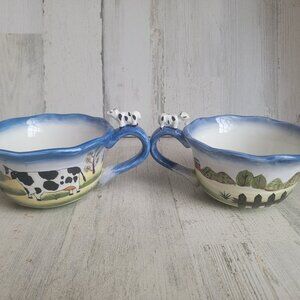 Gevalia farm cow soup bowl set unique home decor